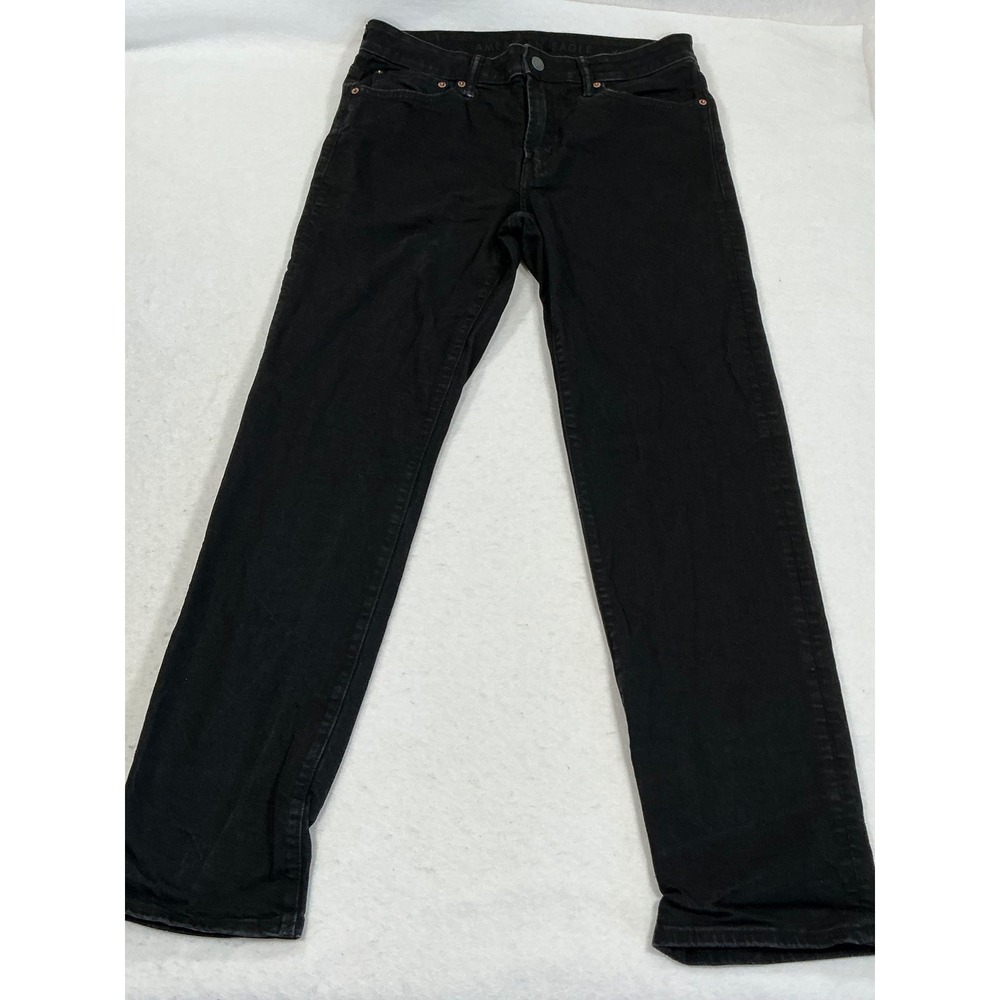 American Eagle Airflex+ Mens Black Straight Leg Jeans 32x34 (Measures 32x30)